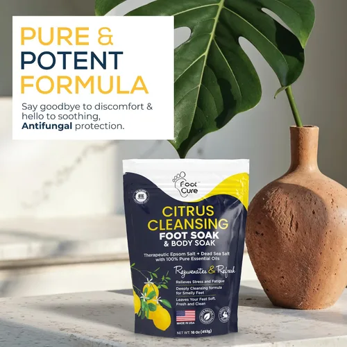 Miniatura 8 de FOOT CURE Remojo de desintoxicación cítrico para pies con sales de Epsom – para callos de pies, apariencia de uñas de los dedos dañadas, pedicura