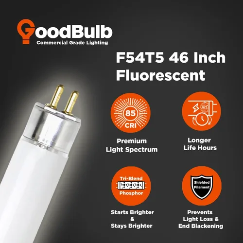 Miniatura 4 de GoodBulb F54T5/830/ECO 54W 46 pulgadas T5 Bombilla fluorescente T5, base bi-pin media blanca cálida de 3000 K, 4950 lúmenes 85 CRI 36000 horas