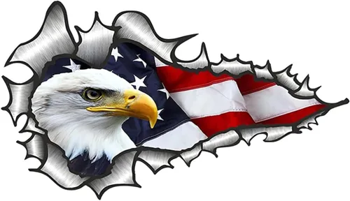 Miniatura 6 de 2 paquetes de calcomanías de águila calva americana para auto, 5.91X5.51 pulgadas, calcomanía patriótica para camiones, impermeable