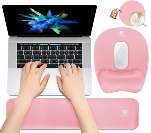Miniatura 16 de WB WEIRDBEAST Reposamuñecas para Teclado Alfombrilla Grande para Mouse Soporte de Muñeca para Computadora, 4 en 1 Almohadilla de Teclado de Espuma 4