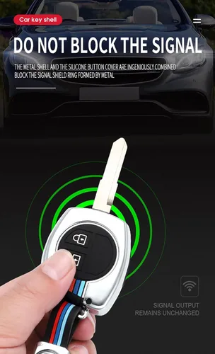 Miniatura 3 de SANRILY Funda luminosa para llavero de 2 botones para Suzuki Swift Grand Vitara Liana SX4 Window Amagatarai sin llave con llavero largo, color negro