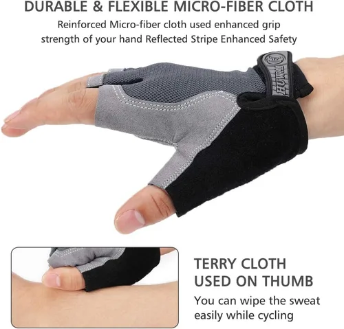 Miniatura 6 de Accmor Guantes de ciclismo para hombres y mujeres, guantes de ciclismo de medio dedo, guantes de bicicleta de carretera MTB, guantes antideslizantes