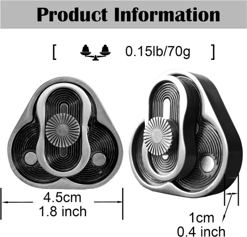 Miniatura 3 de Deslizador de metal para ansiedad, rotación triangular, forma de trébol, juguetes EDC para adultos para aliviar el estrés y la ansiedad, TDAH Negro