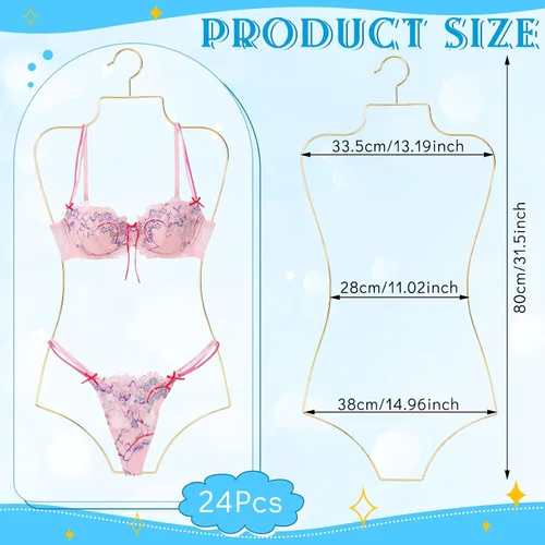Miniatura 2 de Taiyin Colgador de bikini con forma de cuerpo Perchas de lencería de alambre para pantalla traje de baño traje de baño vestido deslizante Dorado