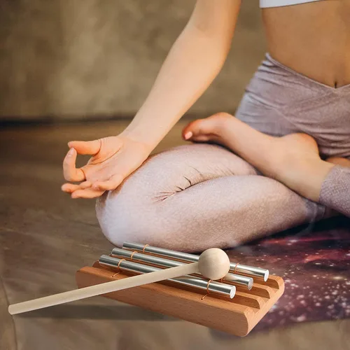 Miniatura 6 de Campanillas de energía de percusión campanas de mano: trío de 3 tonos timbre instrumento musical con mazo para yoga, meditación, sanación de sonido