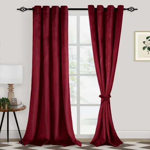 Miniatura 47 de XWZO Cortinas de terciopelo azul de 63 pulgadas de largo, elegantes cortinas de lujo suaves para sala de estar, aislamiento térmico, oscurecimiento