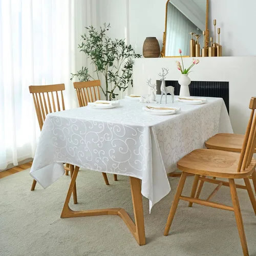 Miniatura 12 de Marina Decoration Mantel jacquard impermeable grueso elegante con ramas de damasco sólido de alta calidad, decorativo para el hogar, cocina, Crema