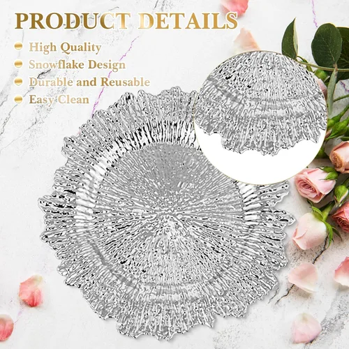 Miniatura 3 de Juego de 32 bajoplatos Reef para mesa de cena, bandeja de servicio, bajoplatos florales de plástico decorativos para decoración de mesa, para bodas
