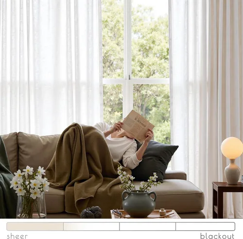 Miniatura 102 de JINCHAN Cortinas de mezcla de lino de 84 pulgadas de largo, 2 paneles para dormitorio y sala de estar, cortinas de campo con filtro de luz de 50