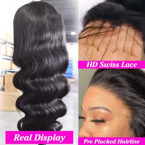Miniatura 2 de Pelucas de cabello humano con cierre de encaje sin pegamento, prearrancado, con cabellos nacientes, estilo brasileño, para afroamericanas
