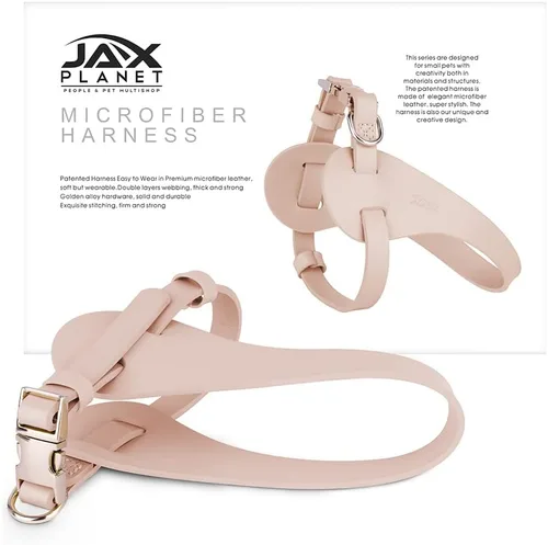Miniatura 3 de Arnés de cuero de microfibra para perro, [X903] Arnés para perro a prueba de escapes, fácil de poner y quitar, suave, impermeable, con herrajes