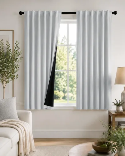 Miniatura 37 de PONY DANCE Cortinas opacas 100% cortas de 24 pulgadas de largo, medias cortinas con aislamiento térmico para ventanas pequeñas con parte trasera