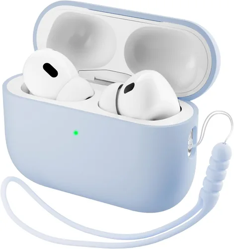 ORNARTO Funda compatible con AirPods Pro 3 2025, silicona híbrida protectora completa para AirPods Pro de 3ª generación, cubierta frontal LED Azul