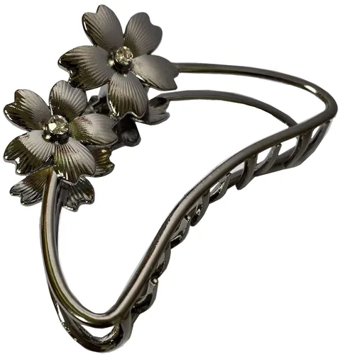Miniatura 7 de TANG SONG 4 pinzas de metal con forma de flores dobles para el cabello, pasador de mandíbula para mujeres, horquillas de medio moño para cabello