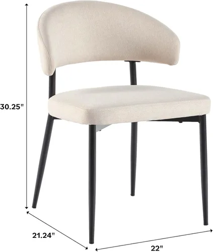 Miniatura 3 de Walker Edison Moderna silla de comedor tapizada con respaldo curvado con tapicería tejida de alto rendimiento y base de acero con recubrimiento
