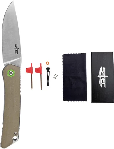 Miniatura 7 de S-TEC Sandvik - Cuchillo plegable serie acero inoxidable con mango compuesto G10 (TS501 Sand)