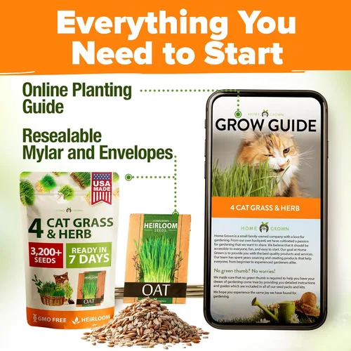 Miniatura 9 de Home Grown 3200+ Recambio de hierba para gatos de interior – Semillas de hierba gatera, avena y alfalfa cultivadas en Estados Unidos sin OMG