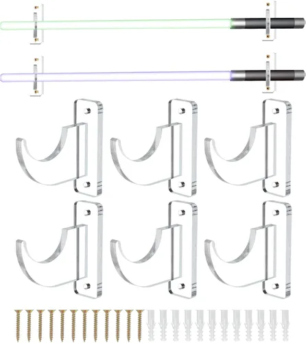Miniatura 10 de uxcell Soporte de pared para espada, 1 juego de soporte de pared para sable de luz acrílico, soporte de pared para espada de sable de luz, soporte