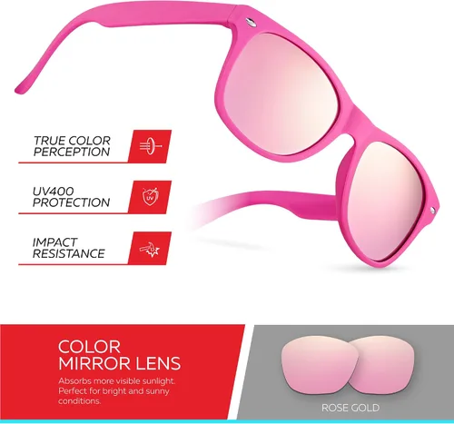 Miniatura 195 de Retro Rewind Lentes de sol para niños y niñas de 3 a 12 años, inastillables, UV400, lentes de sol para niños pequeños