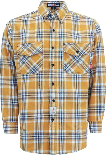 Miniatura 13 de BOCOMAL Camisas con capucha FR, camisas de franela a cuadros, con botones, resistentes al fuego, camisas de franela resistentes a la llama, chaqueta