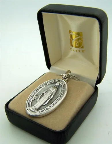 Miniatura 3 de CB Base en tono plateado medalla ovalada Virgen María Madonna 1 12 pulgadas no aplicable