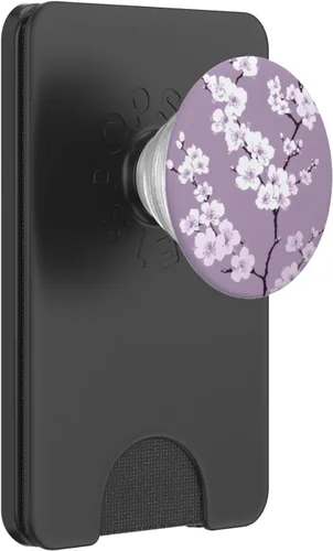 Miniatura 7 de Flores de cerezo de flor blanca en PopSockets morados intercambiables PopGrip