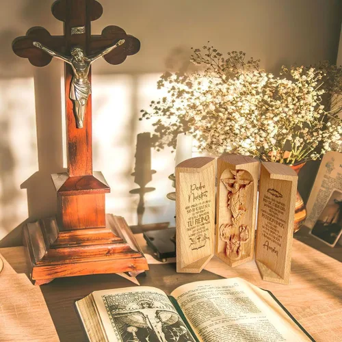 Miniatura 4 de Jesuspirit - Decoración cristiana, estatuas católicas de madera, escultura Familia de Belén, Estatua de Jesús, Estatua de la Virgen María, 2-B