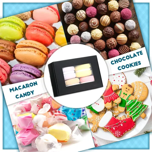Miniatura 4 de Zonon 100 piezas de cajas de jabón para empaquetado casero, pequeñas cajas de regalo kraft con ventana y soporte para regalos para dulces, Negro