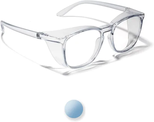 LianSan - Gafas de seguridad antivaho de gran tamaño para enfermeras, gafas certificadas Z87.1 para mujeres, protección UV cuadrada Azul claro