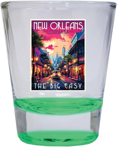 Miniatura 5 de New Orleans Louisiana Design B Souvenir - Vaso de chupito redondo de 1.5 onzas, color azul, paquete de 2