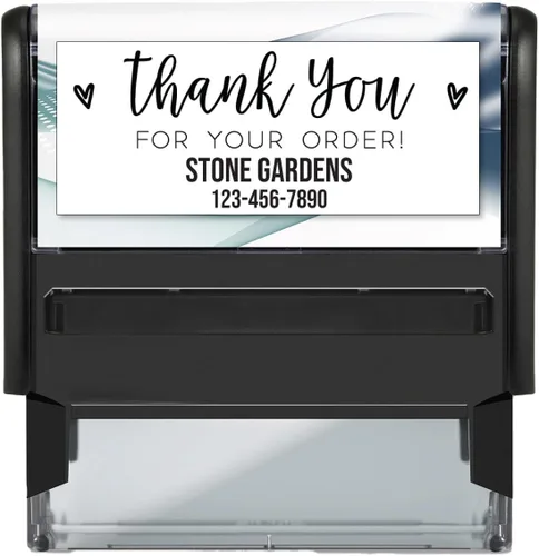 Miniatura 5 de Sello personalizado con texto en inglés «Thank You for Your Business» / Sello cuadrado autoentintado de 1.5 pulgadas, sello de tinta negra