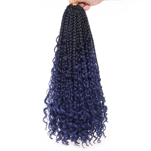Miniatura 7 de Unionbeauty - 8 paquetes de trenzas bohemias de diosa en caja, de ganchillo de pelo para mujer negra, 8 pulgadas de trenzas de caja bob bohemias
