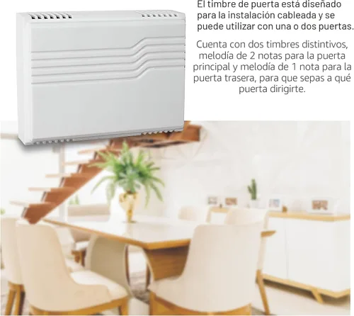 Miniatura 3 de Newhouse Hardware Two Note - Kit de timbre de puerta con cable con botón iluminado para transformador y montaje en superficie, 16 VAC/10 VA