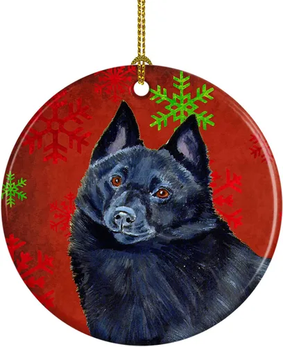 Miniatura 102 de Caroline's Treasures Bulldog English - Copos de nieve rojos y verdes, adorno de cerámica de Navidad, decoración colgante para el hogar, Navidad