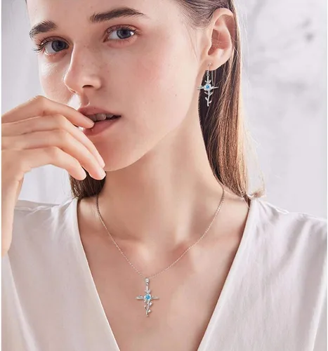 Miniatura 4 de ELDA & CO. Regalos de cumpleaños, amor de mamá, collar de hojas de esperanza para esposa, plata de ley 925, piedras natales de mayo de junio