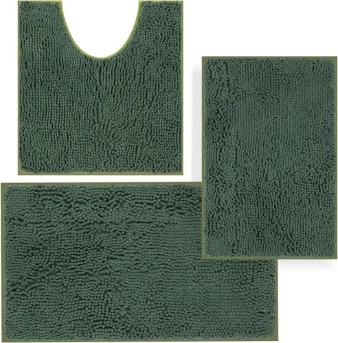 Miniatura 25 de Juego de alfombras de baño de 3 piezas, tapetes de baño para baño antideslizantes, alfombras de baño de felpilla gruesa, suaves y absorbentes, juego