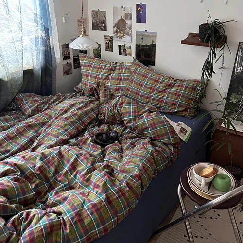 Miniatura 28 de mixinni Juego de funda de edredón vintage a rayas, tamaño twin, juego de ropa de cama de 3 piezas, 100% algodón lavado, suave y transpirable, funda