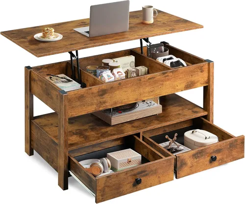 Miniatura 19 de WLIVE Mesa de centro con tapa elevable para sala de estar, mesa de centro pequeña con almacenamiento, estante ajustable y compartimento