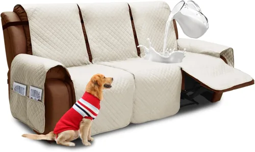 Miniatura 8 de XINEAGE Funda para Loveseat Reclinable Resistente al Agua, Fundas para Loveseat Reclinable de 2 Asientos con Bolsillos, Funda Protectora para Café