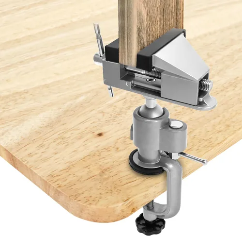 Miniatura 2 de QWORK Tornillo de Banco Universal de Mesa de 3 pulgadas que se Inclina y Gira 360°, Paquete de 2 Prensas de Banco de Trabajo Portátiles