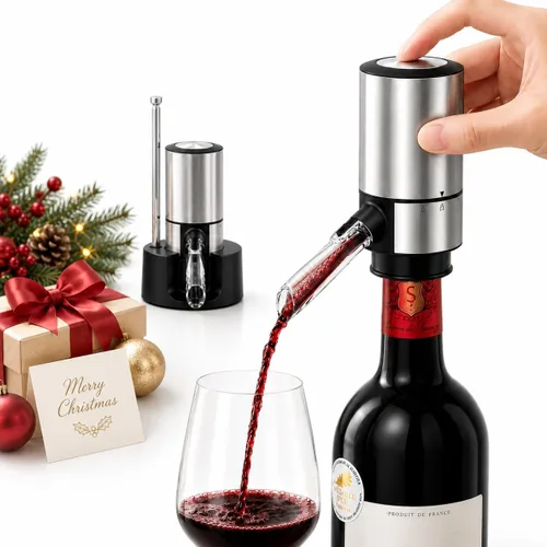 Miniatura 5 de Dispensador aireador de vino eléctrico, vertedor de vino automático con decantación de un solo toque, dispensador de vino recargable sin goteo con 2