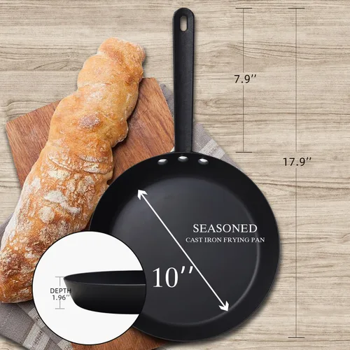 Miniatura 2 de Sartén de acero al carbono sin recubrimiento, sartén nitrurada duradera de 10 pulgadas, apta para horno 660F y compatible con inducción, sin PFOA