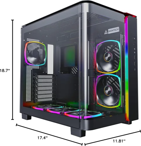 Miniatura 10 de Montech King 95 PRO - Carcasa de PC Gaming ATX de media torre de doble cámara, alto flujo de aire, paneles sin herramientas, frente curva de vidrio