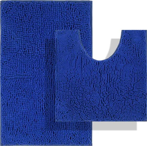 Miniatura 48 de Juegos de alfombras de baño de 2 piezas, alfombra de baño de felpilla extra suave ultra absorbente, alfombra de baño con base antideslizante de PVC