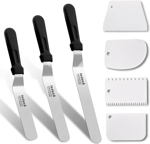 Miniatura 11 de Anaeat Espátulas de glaseado, juego de 2 espátulas profesionales en ángulo con cuchillas de acero inoxidable de 6 pulgadas, 8 pulgadas, cuchillo