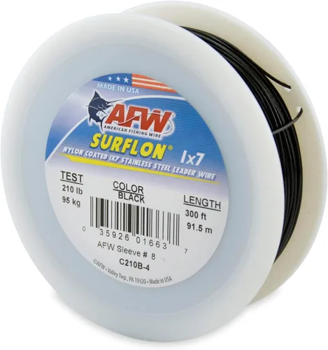 Miniatura 28 de Alambre de pesca americano Surflon recubierto de nailon 1x7 de acero inoxidable, línea líder de pesca para agua salada, prueba de 10 libras - prueba