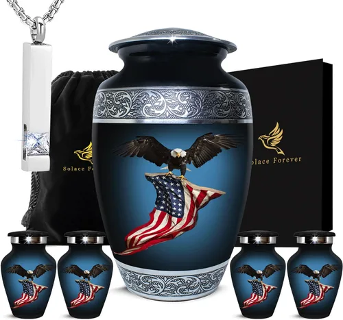 American Eagle Urnas de cremación para cenizas humanas para adultos, juego de urnas hechas a mano para adultos, urnas para hombres y mujeres, juego