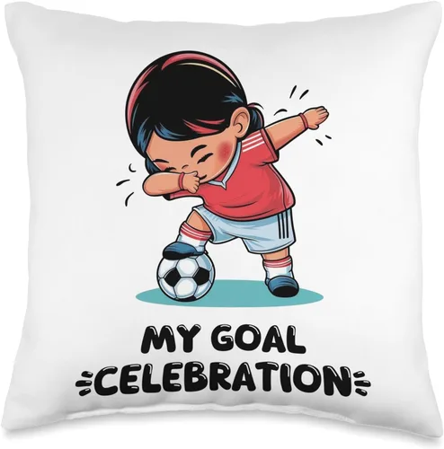 Dabbing Soccer Girl Funny Kids Football Gifts For Christmas Throw Pillow