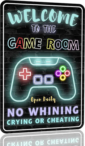 Miniatura 2 de Letrero de Metal para Sala de Juegos Decoración de Pared Gamer para Habitación de Juegos de Niños Dormitorio Jugadores Aluminio Estilo Rústico 12" X