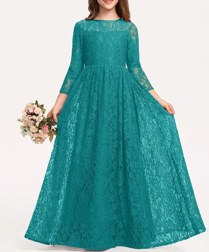 Miniatura 5 de HOSIKA Vestido elegante de encaje bohemio para niñas de 6 a 12 años
